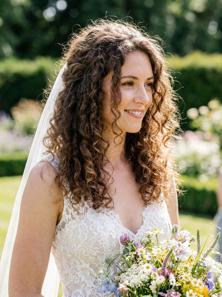Naturlocken offen getragen - Locken Frisuren Hochzeit